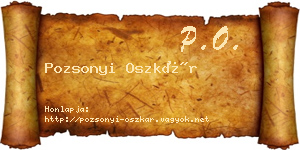 Pozsonyi Oszkár névjegykártya
